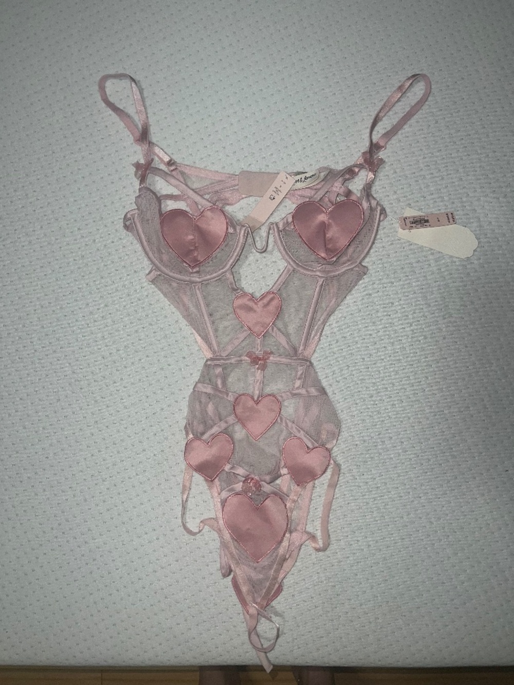 For love and lemons pink heart bodysuit